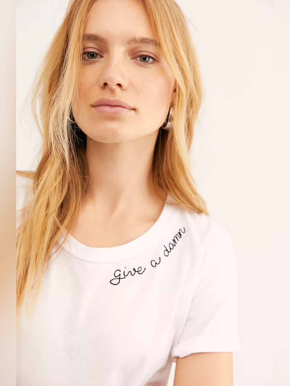 MATE The Label Give a Damn Embroidered Short Sleeve White T-Shirt Size M/L
